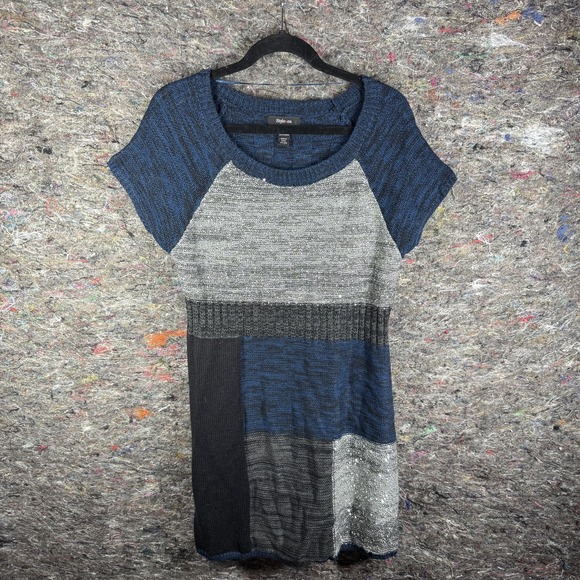 Style &‎ Co Sweater Dress Womens Large Knit Colorblock Sequin Pullover - Picture 1 of 11